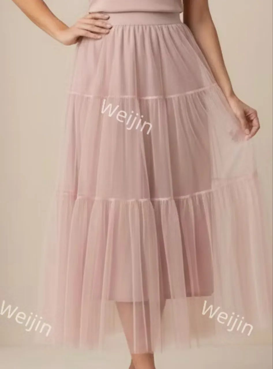 Saia midi tule rosa - Foto 3