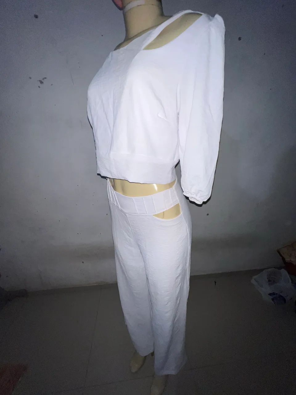 Bazar conjunto feminino branco G usado uma vez  - Foto 4