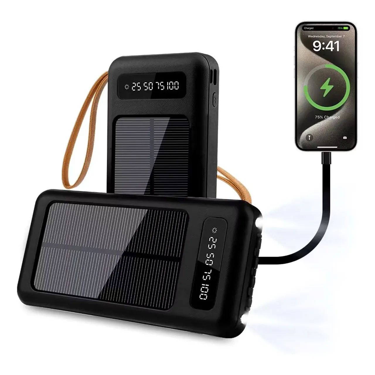 Power Bank 10.000mAh com 4 cabos e lanterna (Novo)