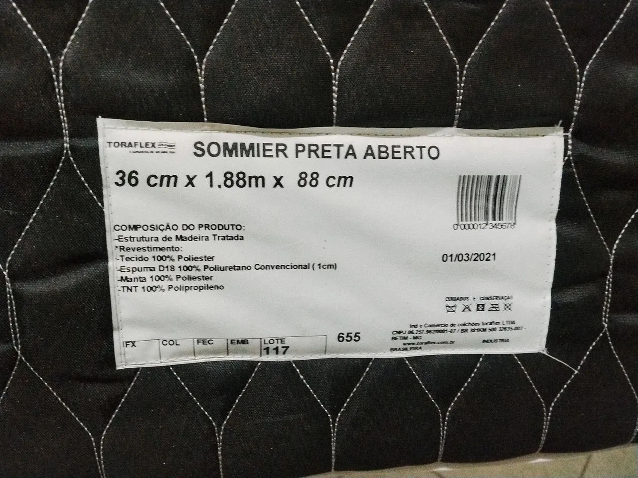 Cama Box Solteiro Sommier Preta Toraflex 1.88x0.88 - Foto 3