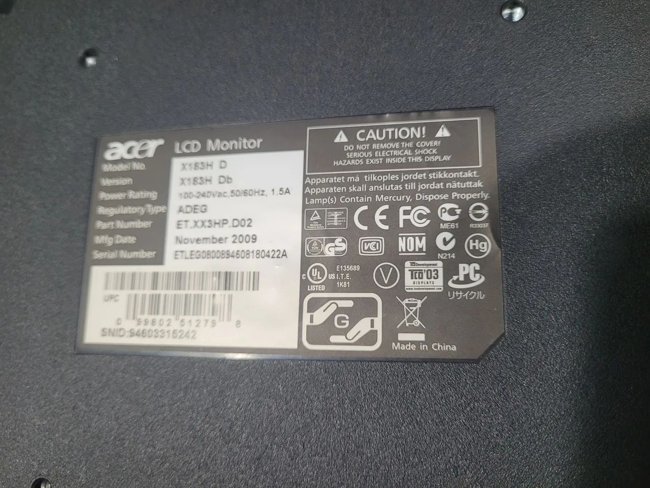 Monitor acer 18.5pol widescrean HD com cabos - Foto 5