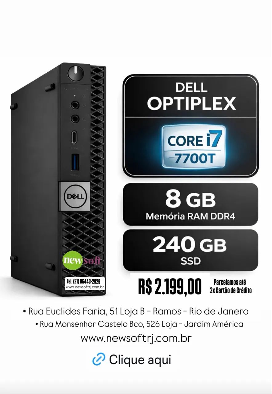 Mini Dell Optiplex 3050 Intel Core i7 - Computadores e Desktops