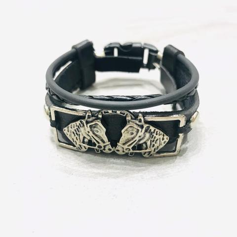 Pulseira Masculina Couro Cavalo Rodeio