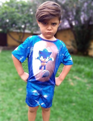 Pijama Infantil Macacão Kigurumi Fantasia Sonic Parmalat