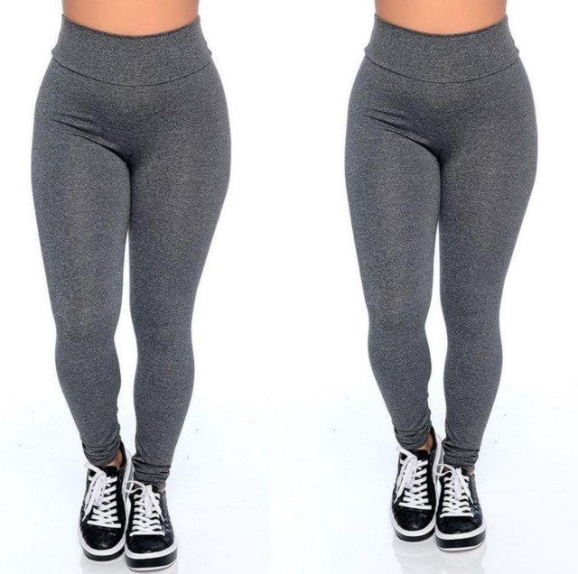 CALÇA LEGGING FEMININA PRETA E CINZA  - Foto 6