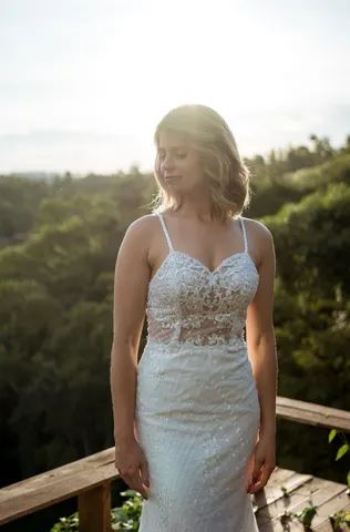 Vestido de noiva semi sereia 