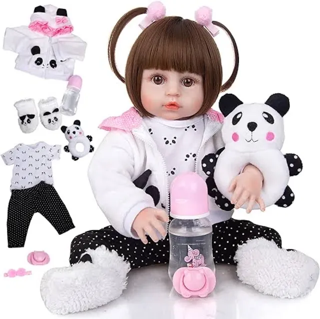 Boneca beba reborn realista princesa55cm 100 silicone brastoy