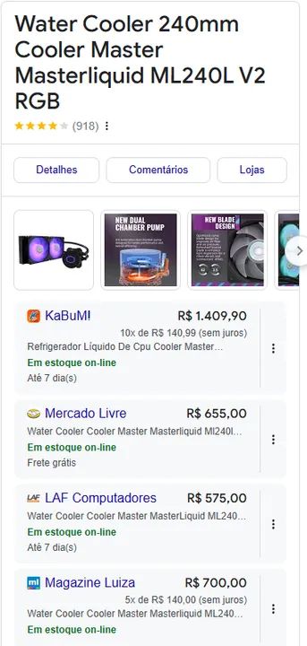 Water Cooler 240mm Cooler Master Masterliquid ML240L V2 RGB - Foto 3