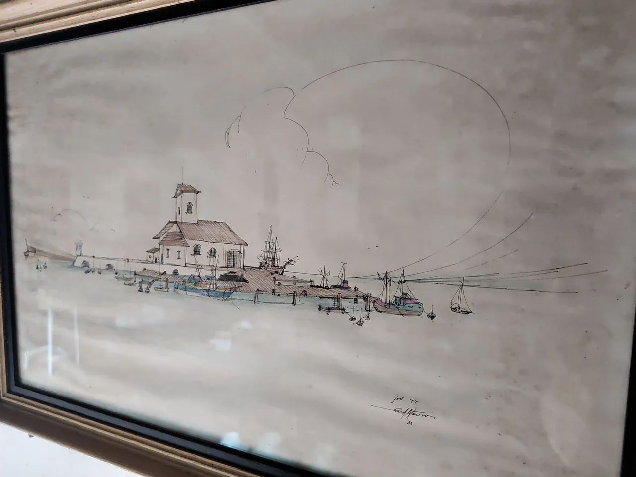 Desenho Nanquim 77 assinado moldura  - Foto 2