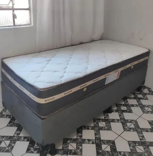 Cama box (novo) solteiro colchão e base 