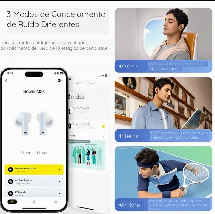 Fone de Ouvido Baseus Bowie M2s Bluetooth 5.3 ANC e APP - Foto 3