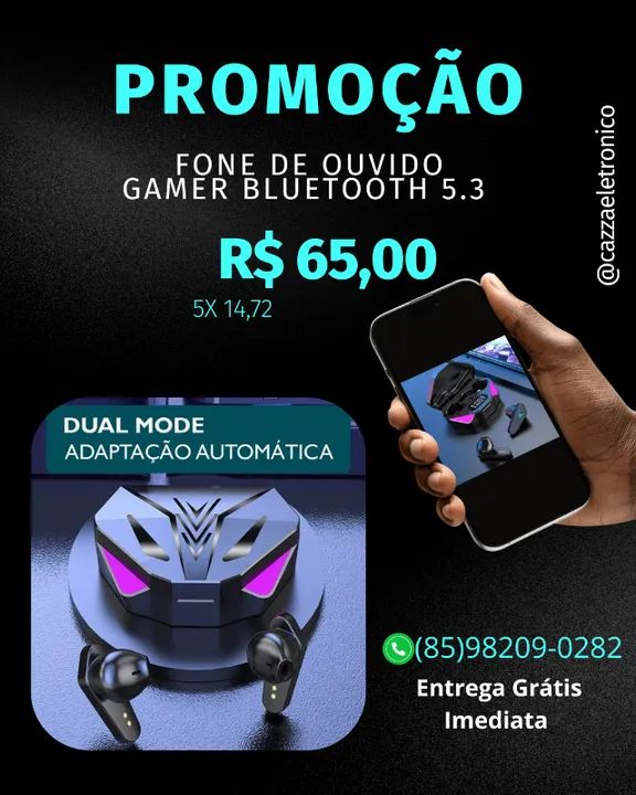 Fone De Ouvido Gamer Bluetooth 5.3 