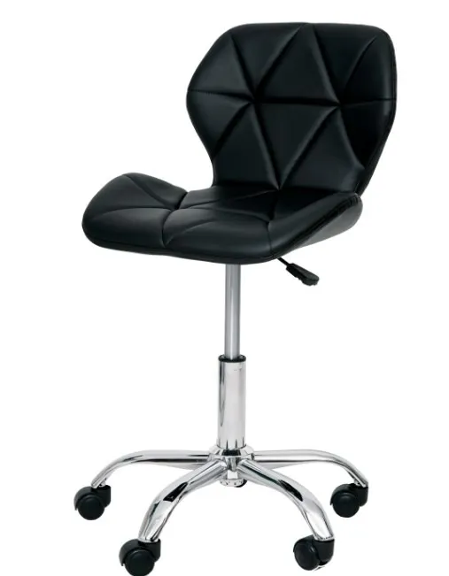 Cadeira Slim Office Cromada Preta - Cadeira para Salão - Cadeira Penteadeira