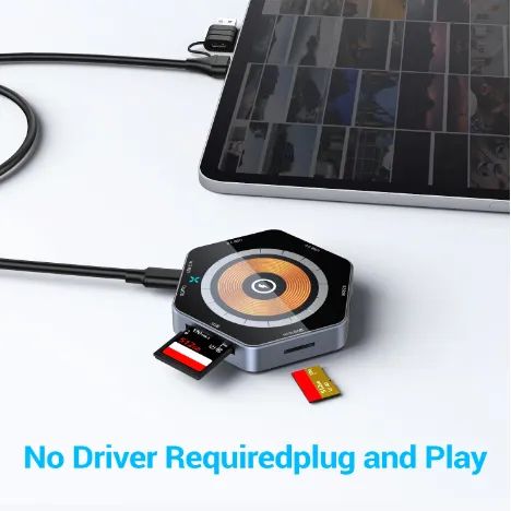 Hub USB-a e USB-C 6 em 1 com Carregamento Wireless  15W - Foto 3