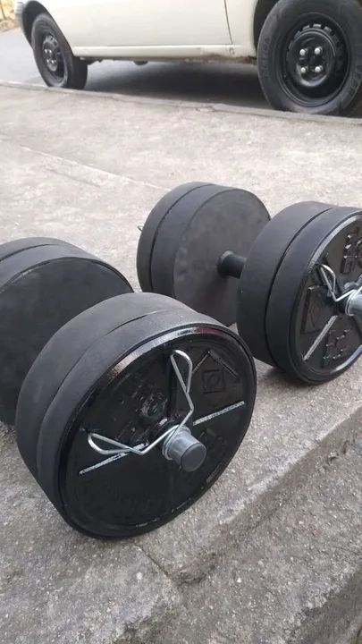 Par de Halteres 10kg Feitos com Anilhas de Concreto