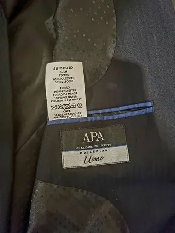 Terno preto slim com risca de giz apa collezioni uomo com capa protetora - Foto 2