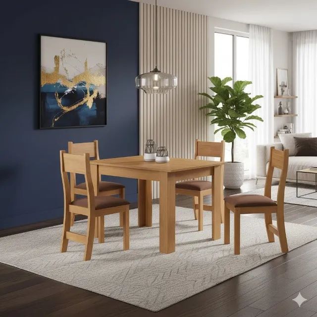 Mesa de jantar lais com 4 cadeiras bombom