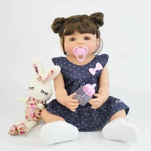 Boneca Bebê Reborn Silicone Pode Banho Realista 55cm 