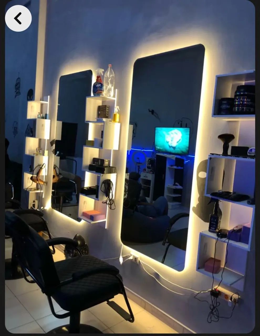 Espelho com Iluminação LED para Barbearia/Salão