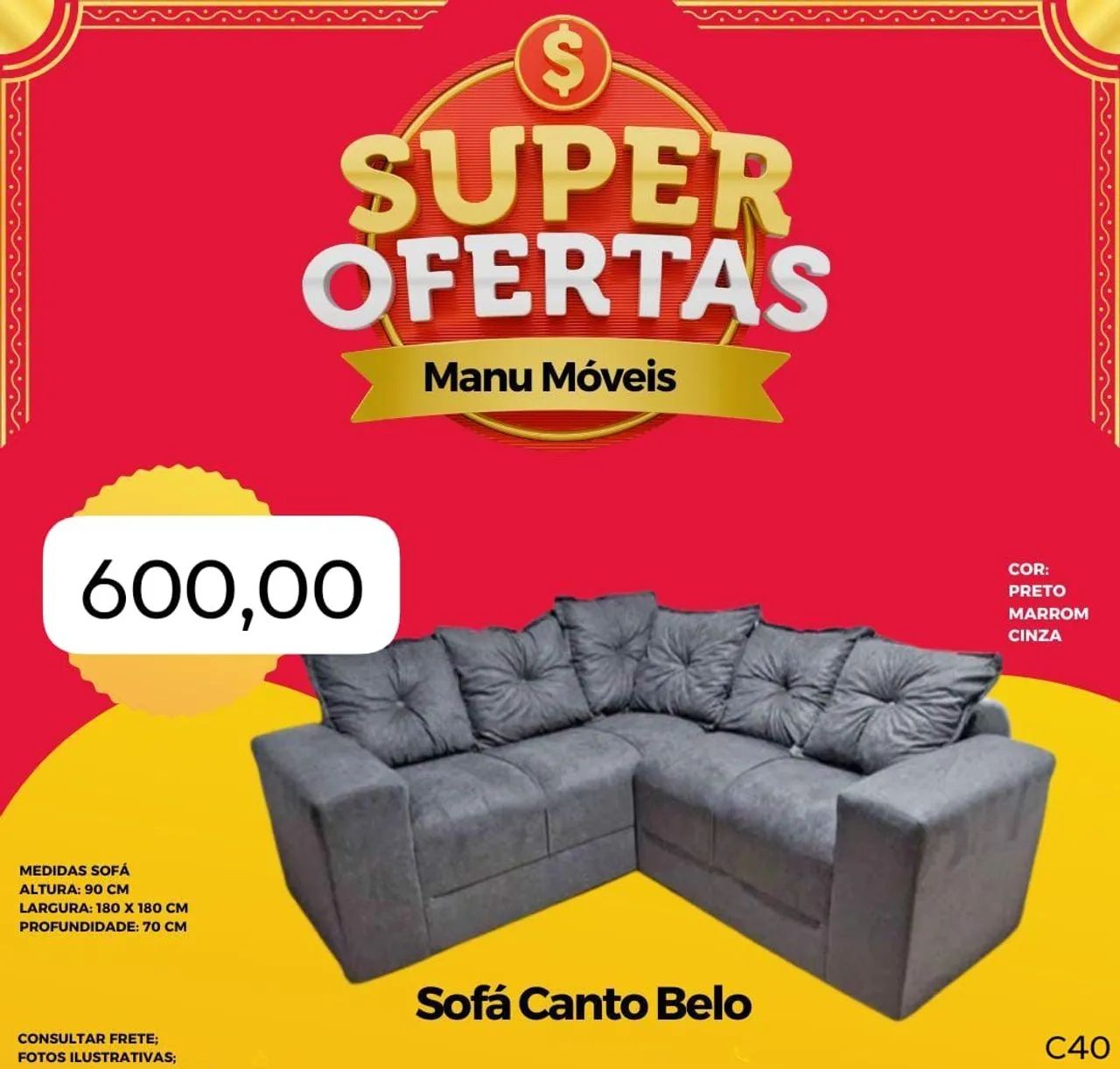 Sofá Canto Belo - Super Oferta !várias cores disponíveis 
