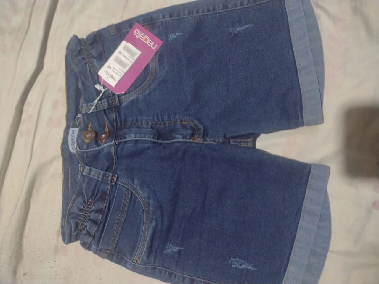 2 Short Jeans Azul com laycra adulto - Tamanho 40 e 42 