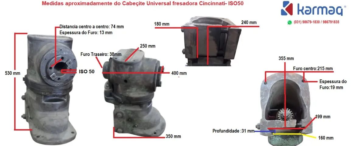 Cabeçote Universal Fresadora-Marca Cincinnati, coneISO50 Usado - Foto 2