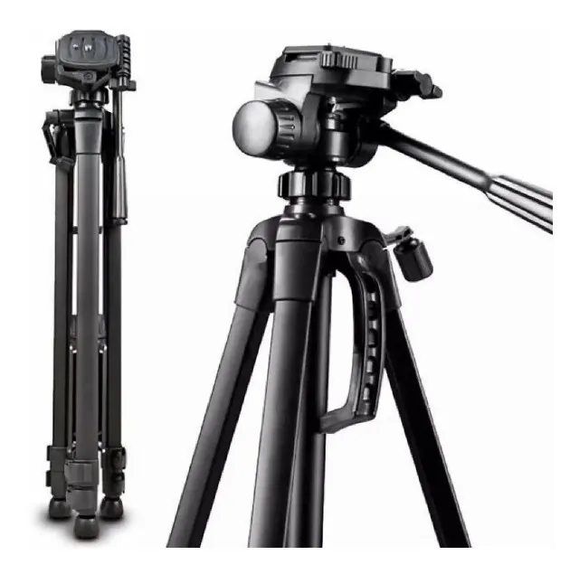 Tripé Câmera Digital Com Nível E Suporte Para Camera e Celular Altura de 1.40 Mts
