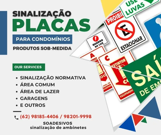 PLACAS DE SINALIZAÇÃO INTERNA OU EXTERNA PARA CONDOMINIOS