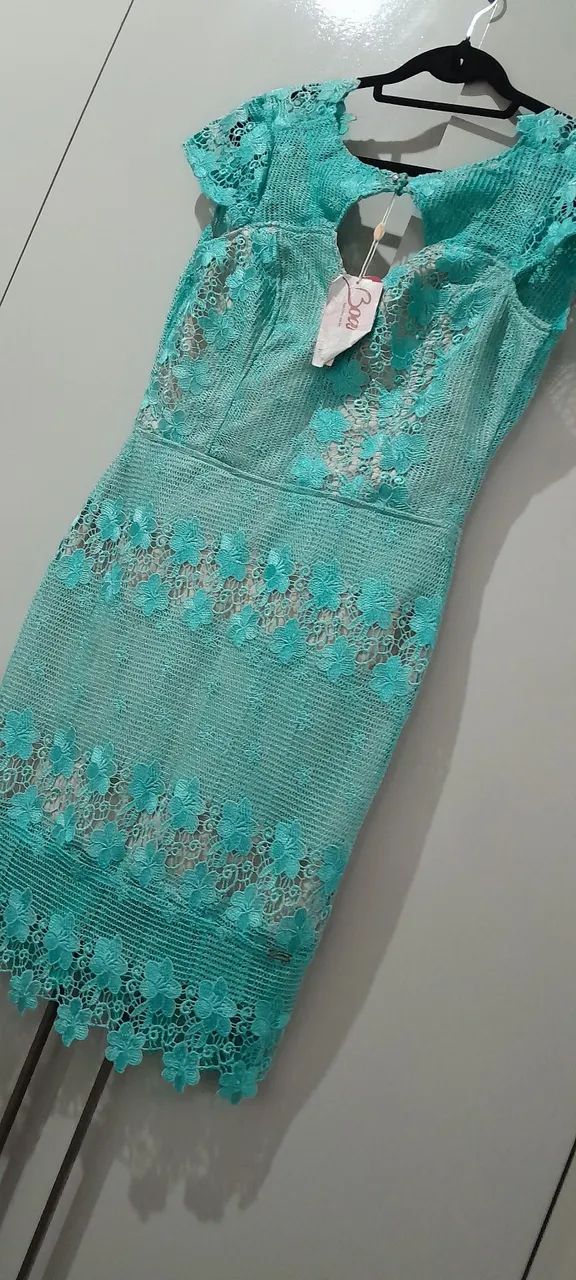 Vestido Renda Azul Claro - Foto 2