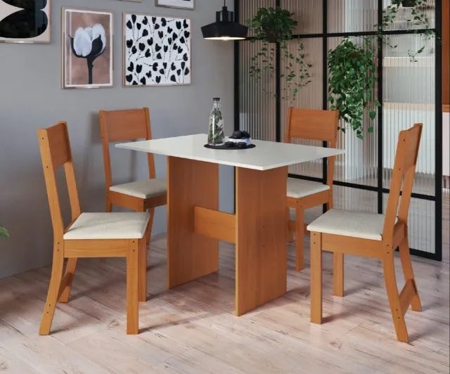Mesa de Jantar Karla com 4 Cadeiras Com Garantia Novo
