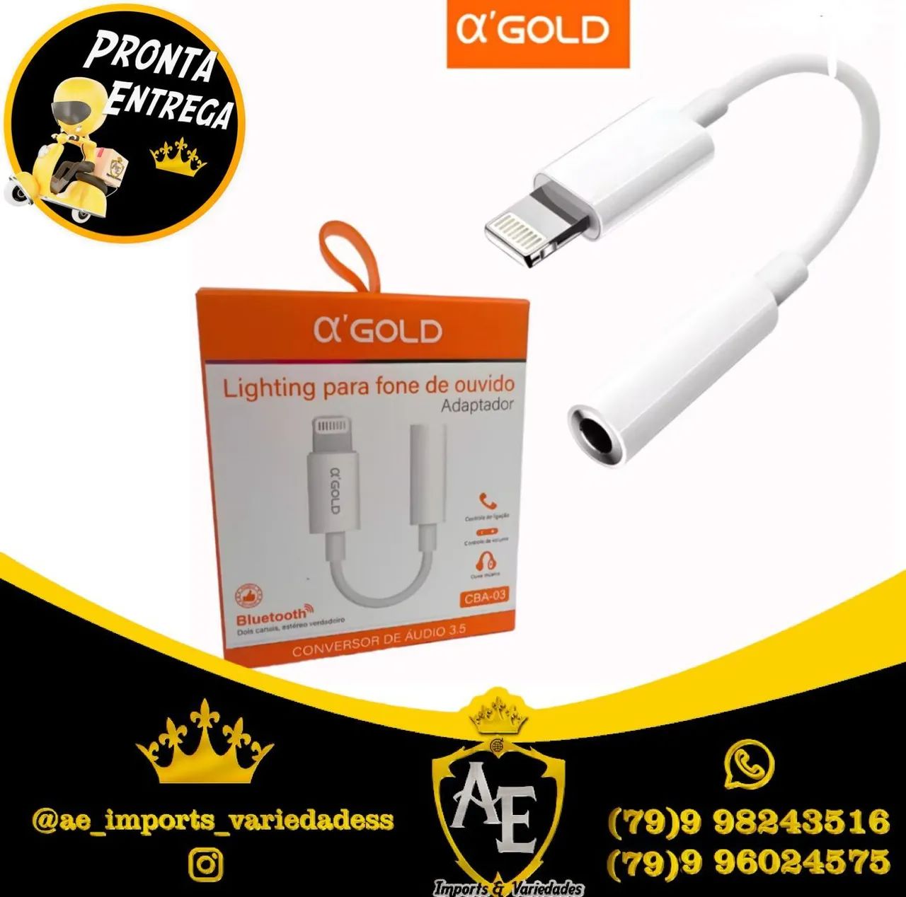 Adaptador Lightning para Fone de Ouvido Alpha Gold