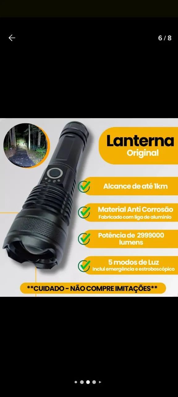 Lanterna Tática Super Potente com Bateria Recarregável - Foto 5