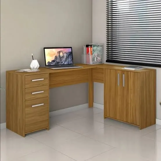 Mesa de Escritório Canto cor freijó novo garantia