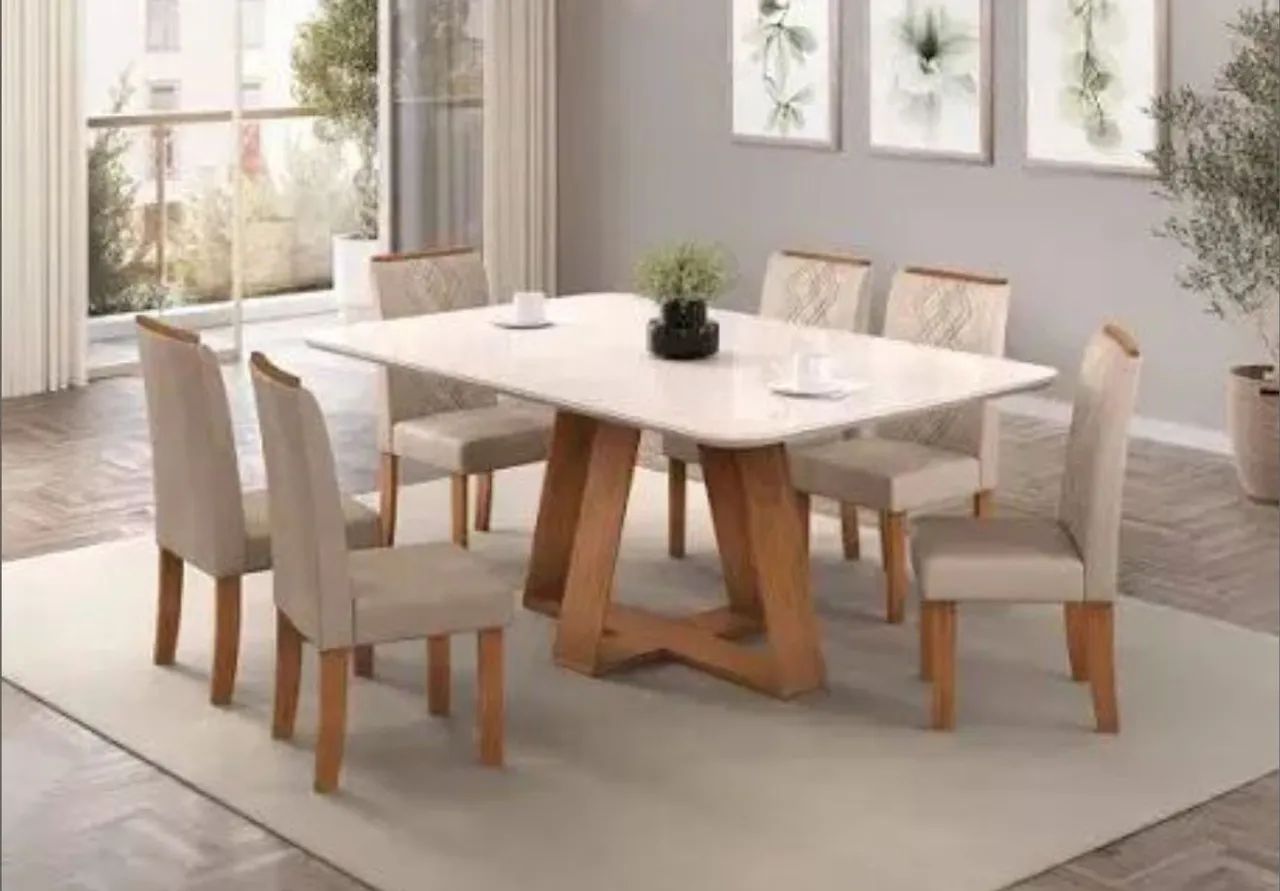 Mesa de jantar karita com 6 cadeiras top LINE 