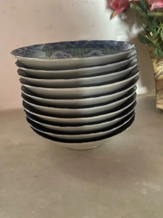 Jogo 30 pecas de Pratos de Cerâmica Azul, verde água e Branco - Foto 5