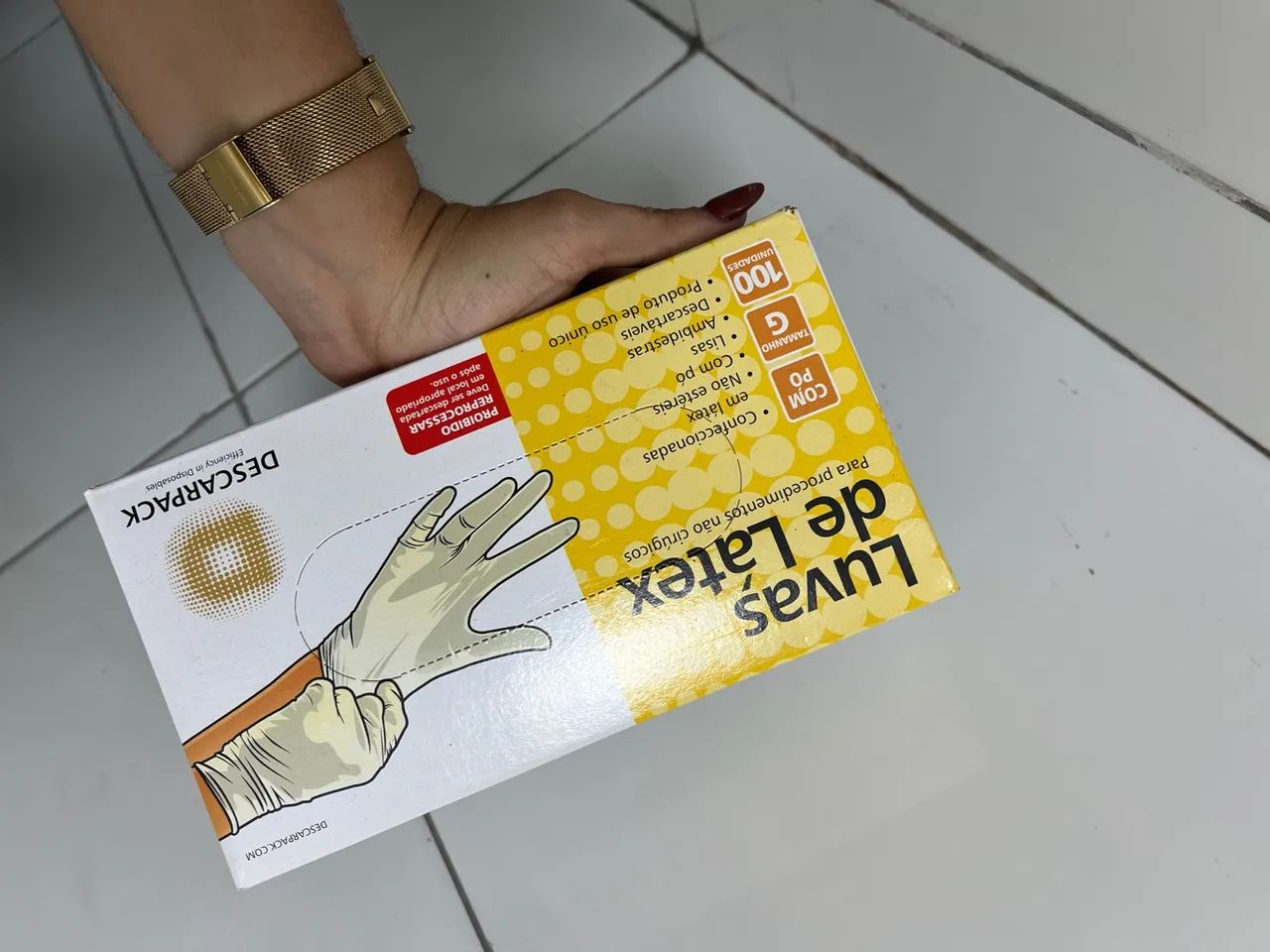 Luvas de Látex - 100 unidades - G - Foto 3