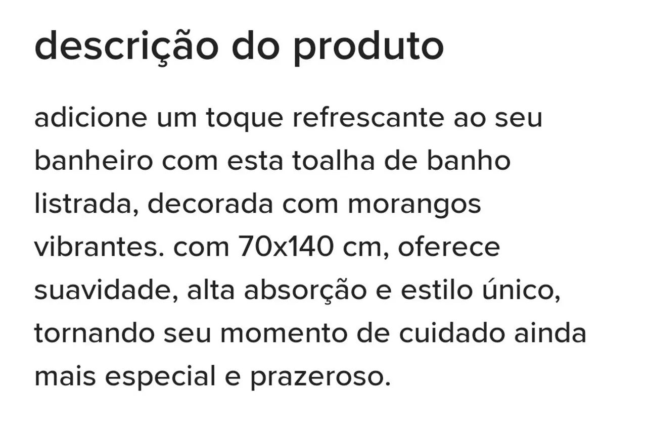 Toalha de Banho com Estampa de Morangos - 100% Algodão - Foto 6