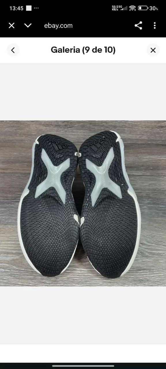 Tenis esportivo preto com solado branco - Foto 5