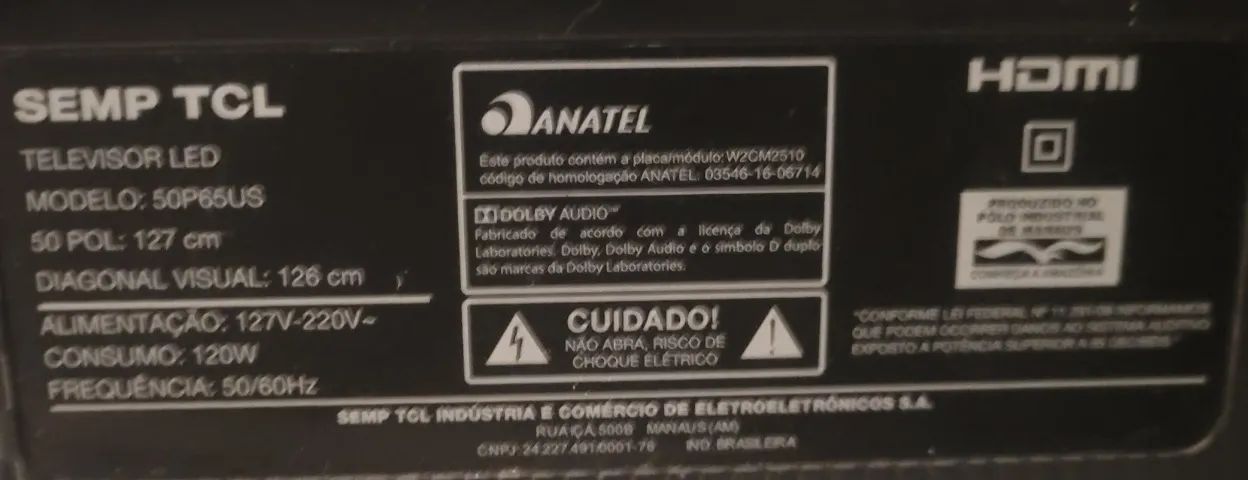 TV Smart TCL 50" 50P65US com tela quebrada - Foto 5
