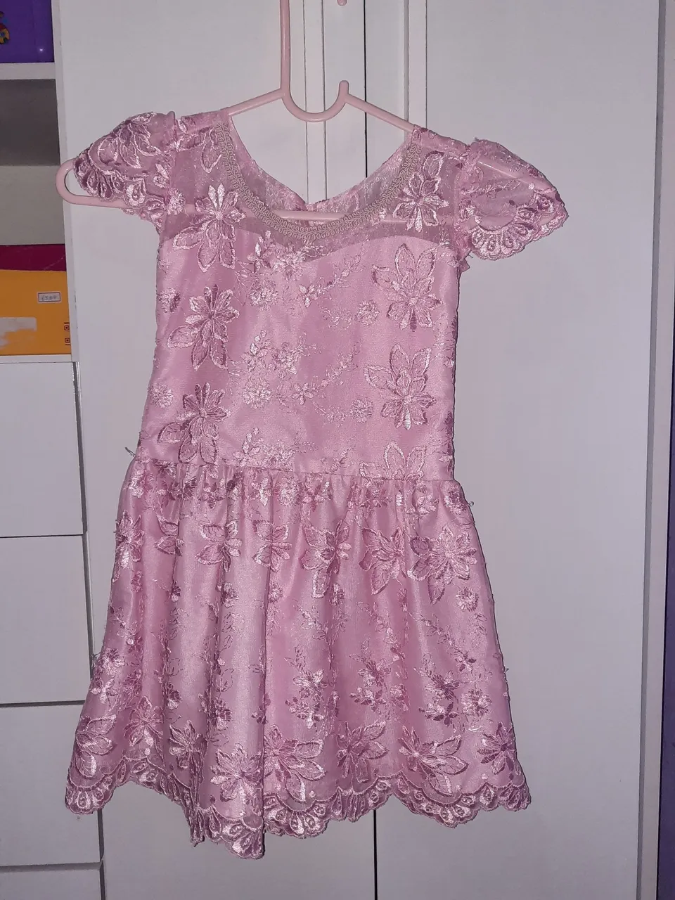 Vestido infantil renda rosa