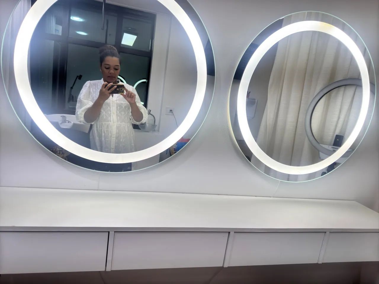 Espelho profissional de led para salão de beleza, bancada branca  - Foto 3