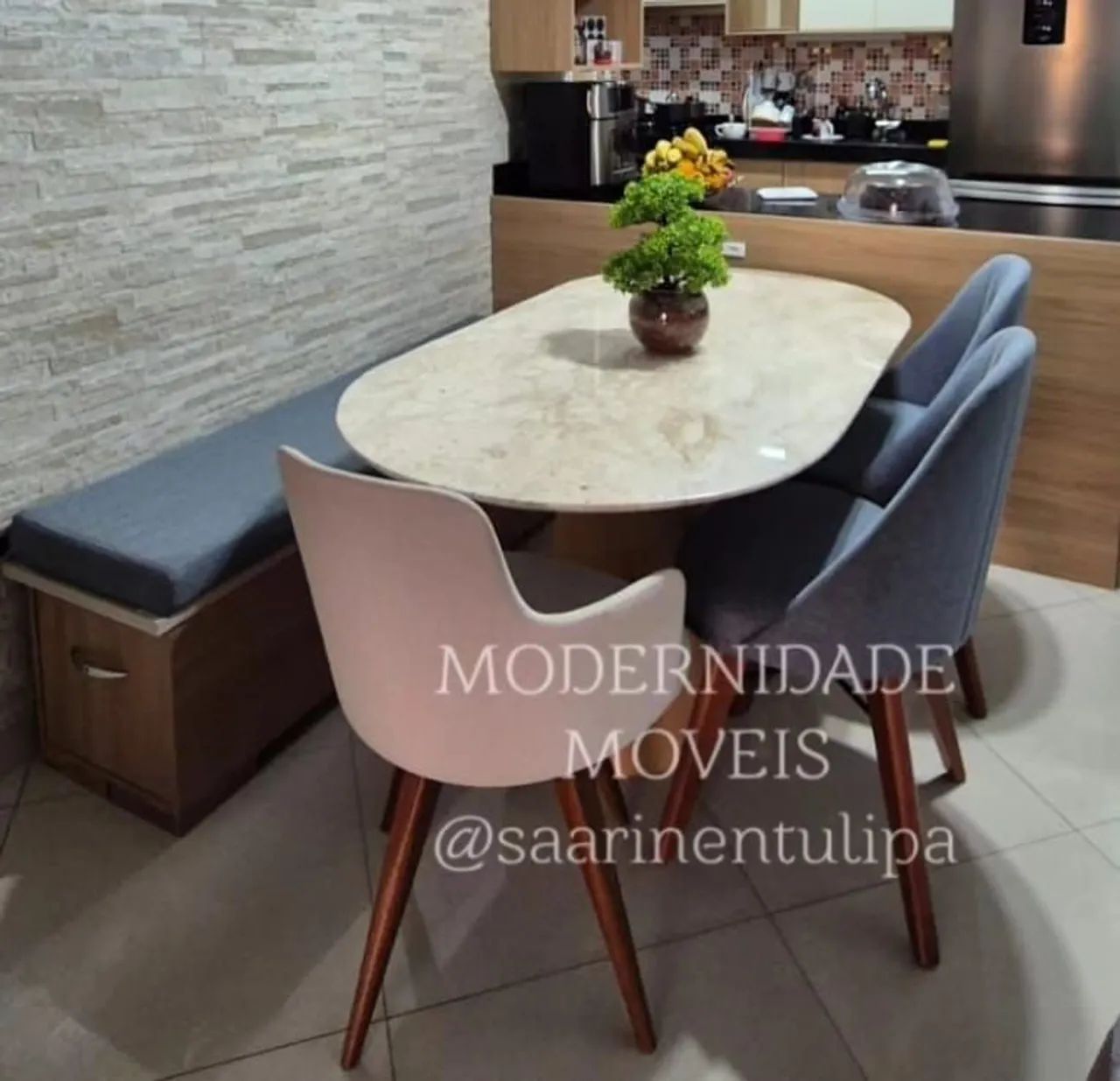 Fabricamos mesa cone freijó + tampo retangular 1.60x0.90 bege bahia - Foto 2