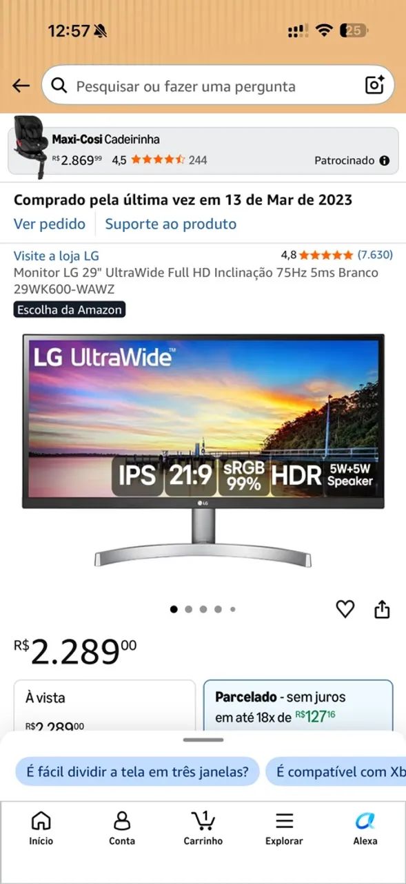 Monitor LG 29" UltraWide Full HD - Foto 3
