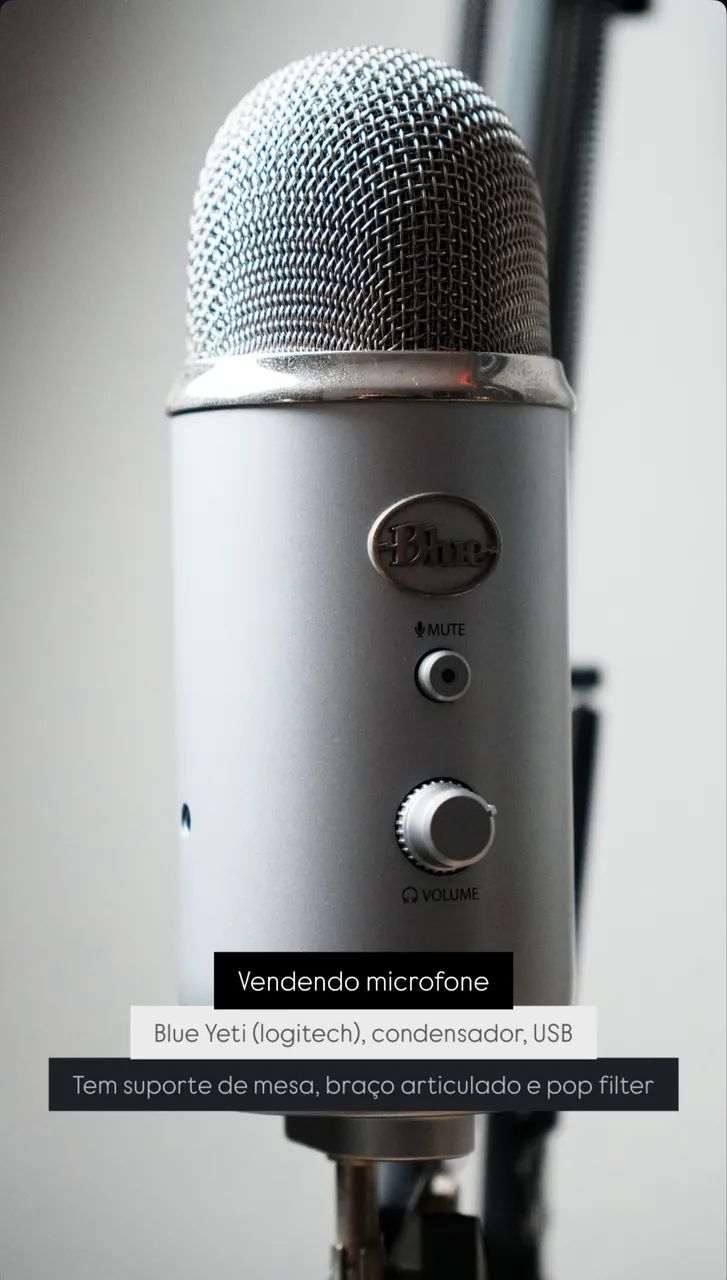 Microfone Blue Yeti Prata USB