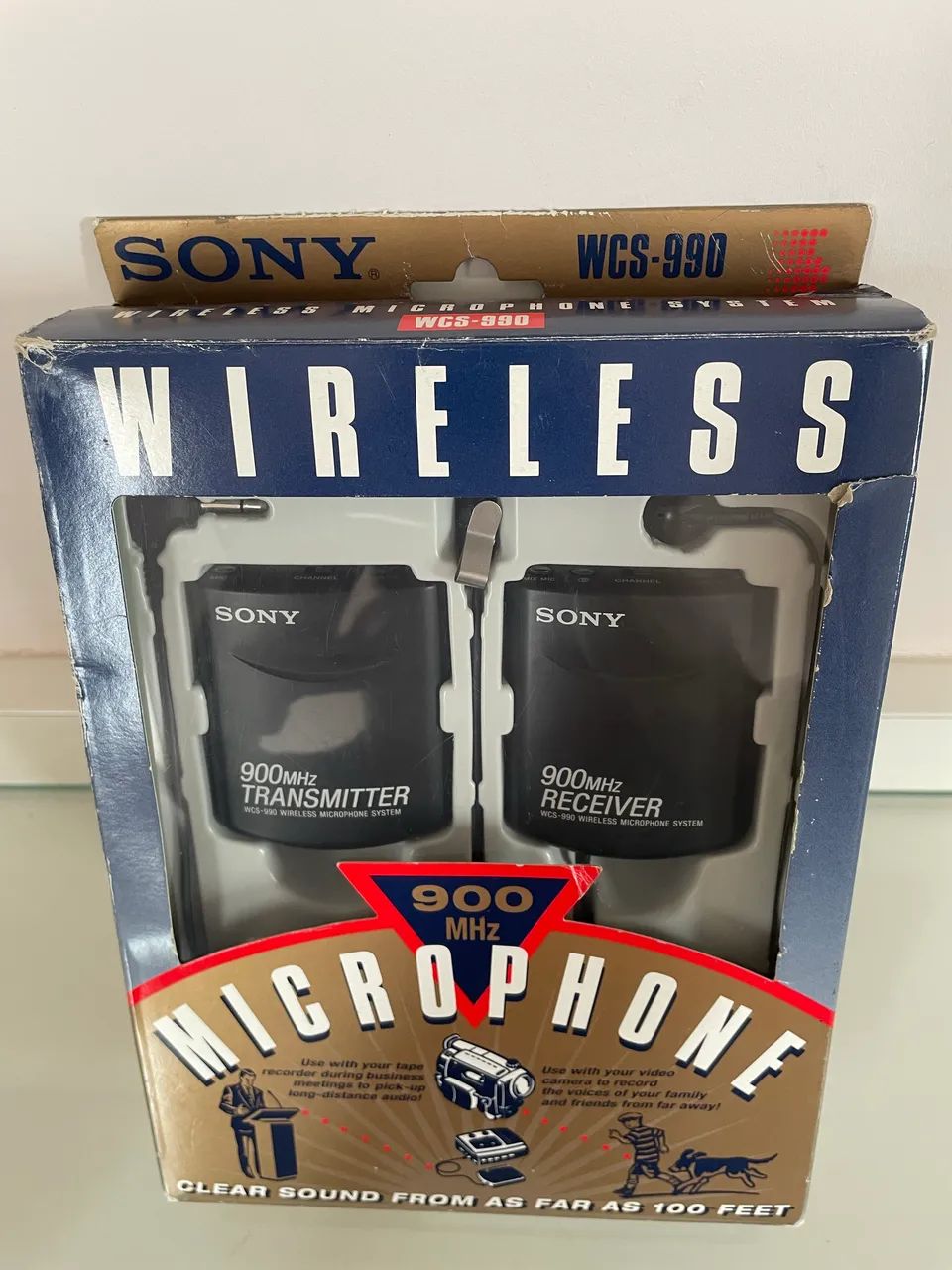 Sony WCS-990 - Microfone Sem Fio 900 MHz - Vintage Raro! Completo na Caixa!