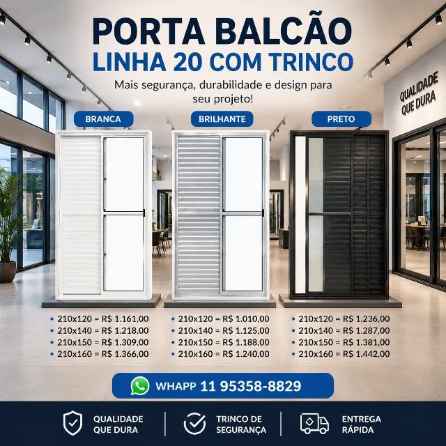 Porta Balcão de Alumínio Linha 20 com Trinco - Direto da Fábrica pagto na entrega - Foto 3