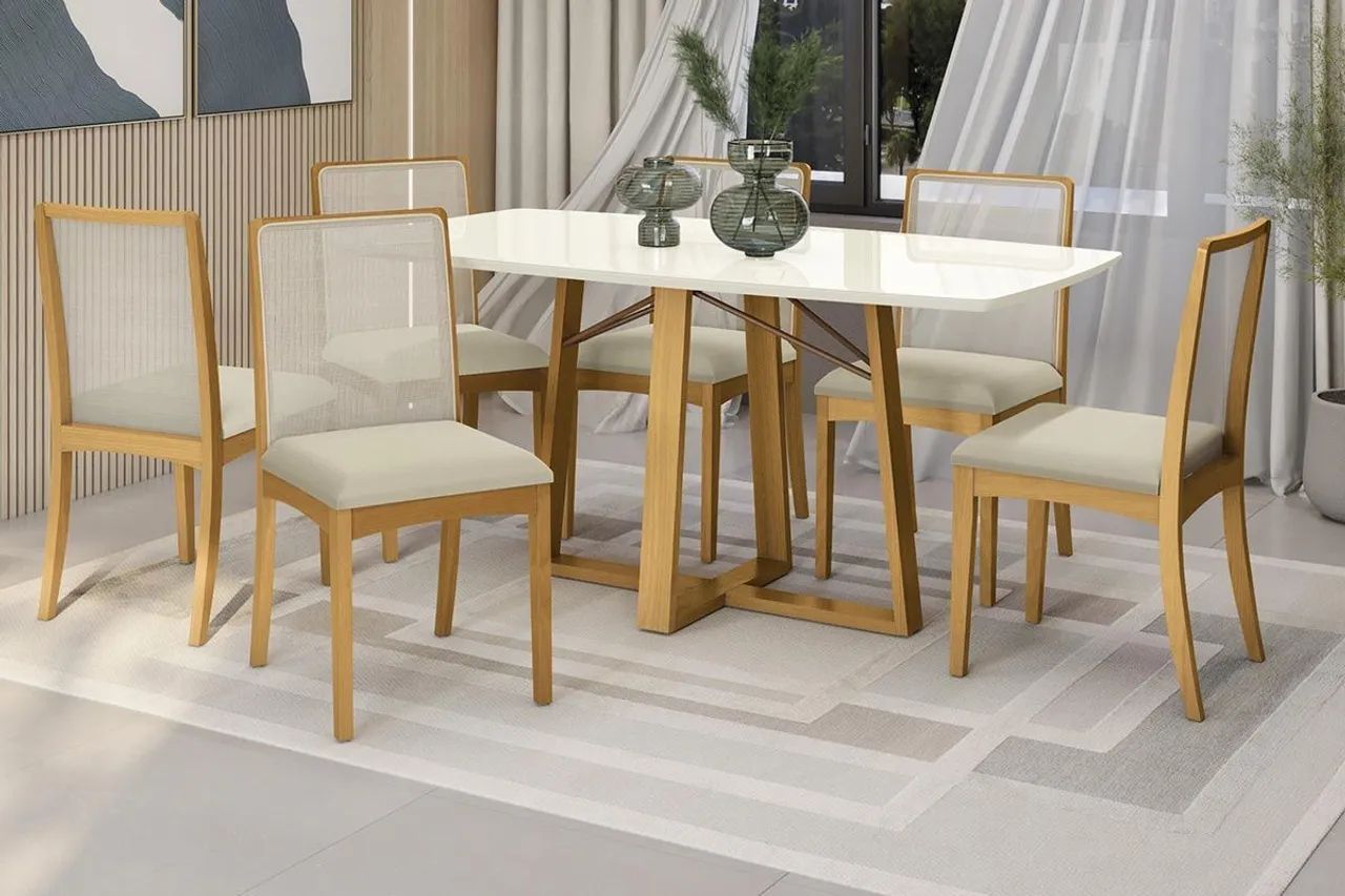 Mesa Elma com 4 cadeiras Lara - Entrega Rápida 