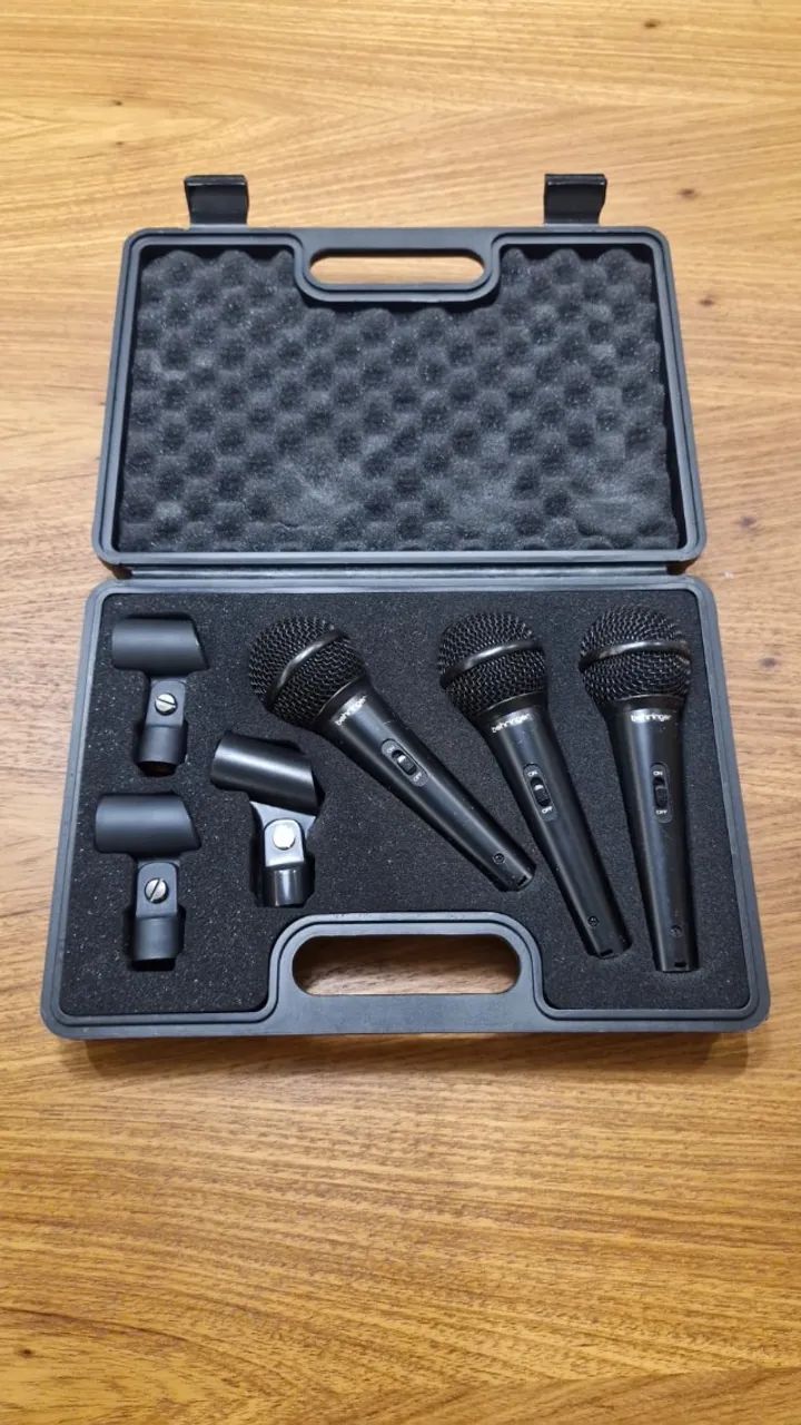 KIT COM 3 MICROFONES BEHRINGER ULTRAVOICE XM1800S - SEMINOVOS / EXCELENTE ESTADO