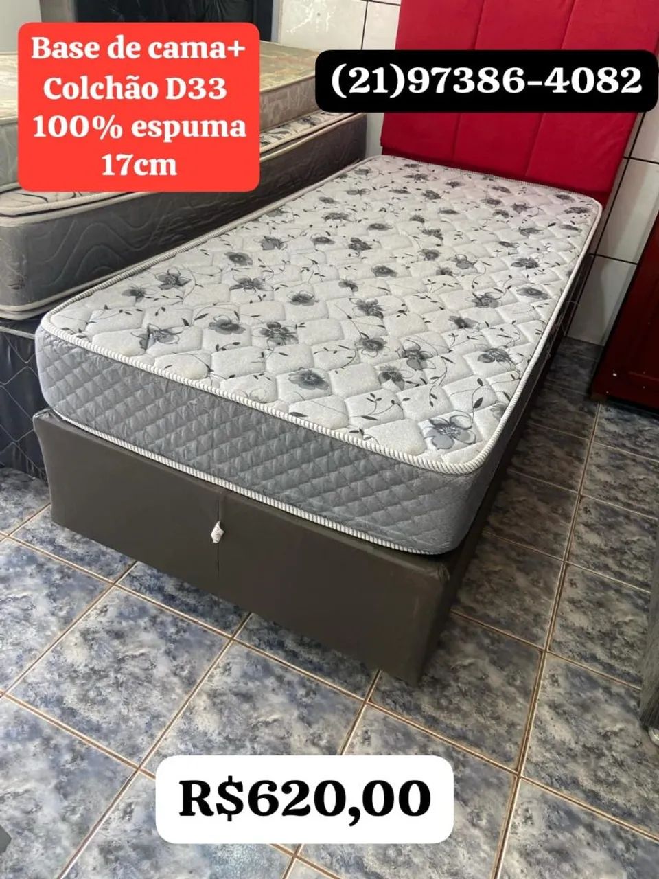 Base de cama solteiro + colchão solteiro 