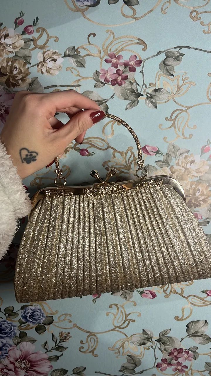 Bolsa Clutch Vintage Dourada - Foto 3